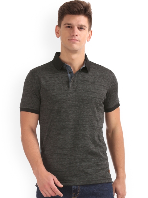 

Arrow Blue Jean Co. Men Charcoal Grey Solid Polo Collar T-shirt