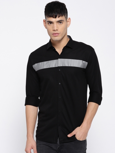 

DENNISON Men Black & Grey Slim Fit Solid Casual Shirt