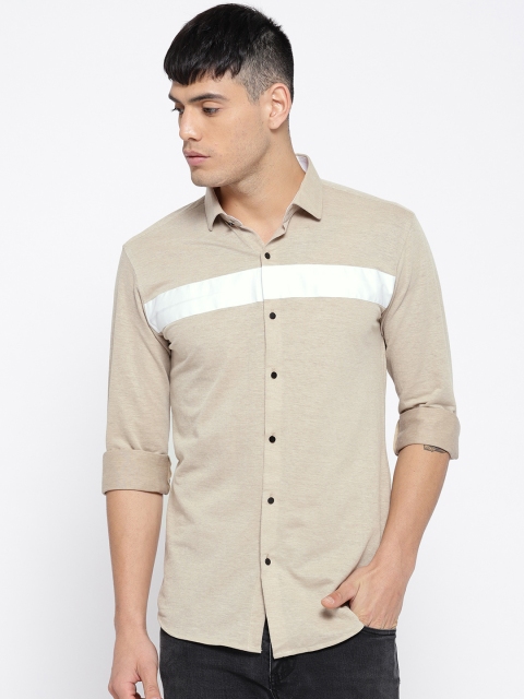 

DENNISON Men Beige Comfort Slim Fit Solid Casual Shirt
