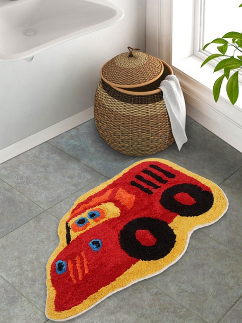 

S9home by Seasons Multicoloured Printed Red Bath Mat