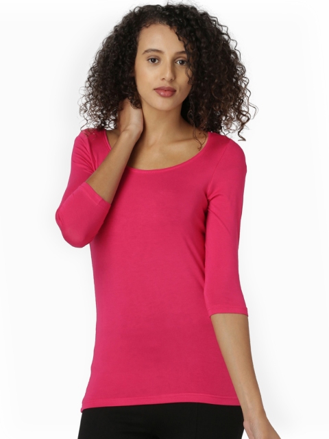 

CODE by Lifestyle Women Pink Solid Round Neck T-shirt