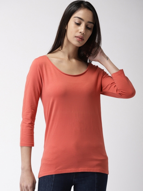 

Bossini Women Peach-Coloured Solid Top