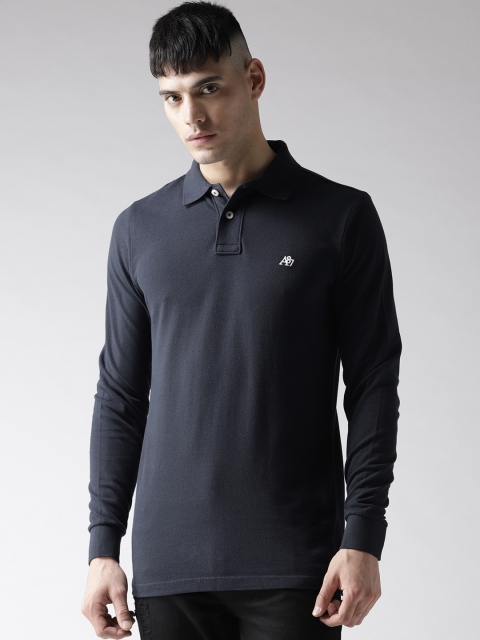 

Aeropostale Men Navy Solid Polo Collar T-shirt, Navy blue