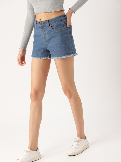 

DressBerry Women Blue Solid Regular Fit Denim Shorts