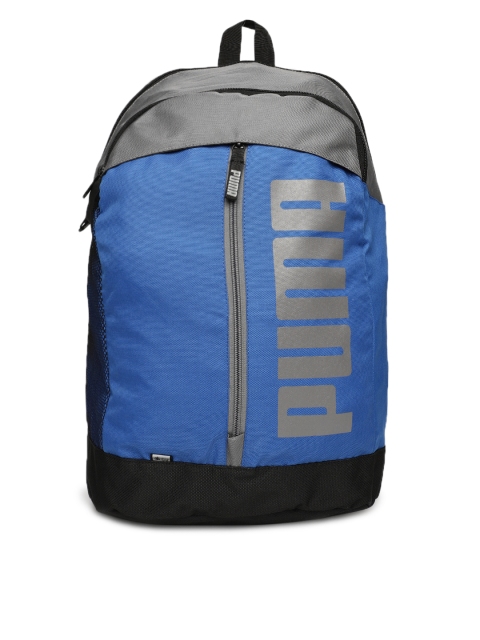 

Puma Unisex Blue & Grey Brand Logo Backpack