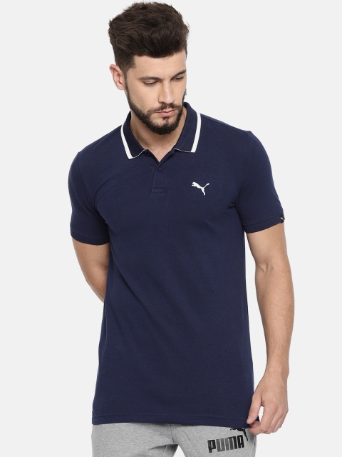 

Puma Men Navy ESS Pique Sports DRY-CELL Solid Polo Collar T-shirt, Navy blue