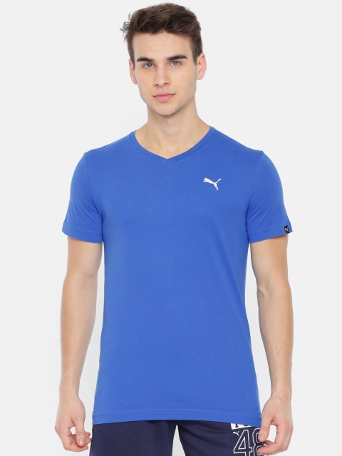 

Puma Men Blue Slim Fit ESS Solid V-Neck T-shirt