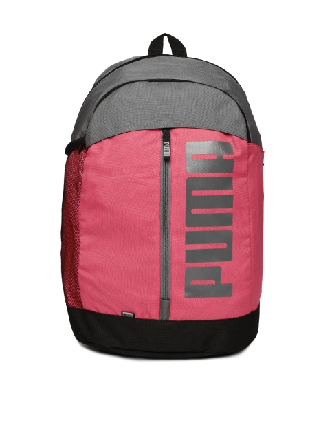 

Puma Unisex Pink & Grey Brand Logo Backpack