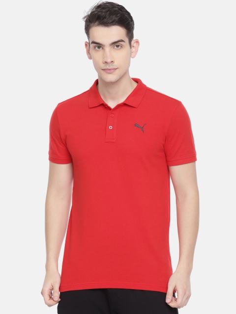 

Puma Men Red ESS Pique Polo Collar T-Shirt