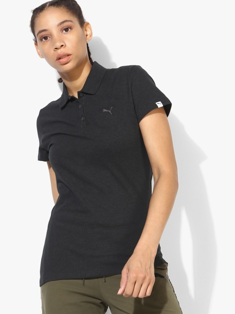

Puma Women Charcoal Grey Solid DryCell ESS Polo Collar T-shirt