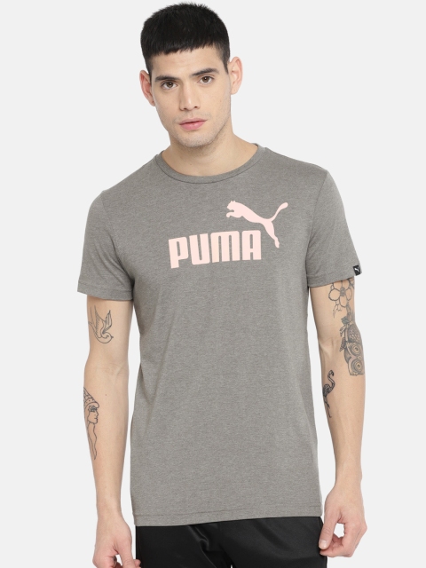 

Puma Men Grey Round Neck ESS No.1 Heather dryCell Technology Solid T-shirt