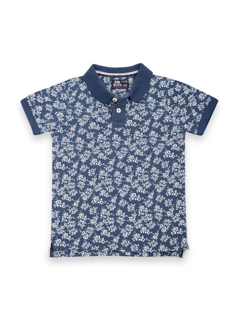 

Flying Machine Boys Blue Printed Polo Collar T-shirt