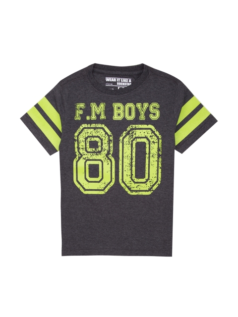 

Flying Machine Boys Charcoal Printed Round Neck T-shirt