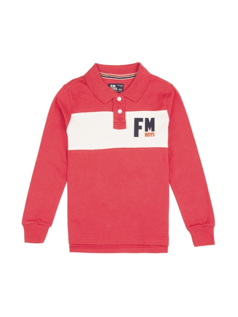 

Flying Machine Boys Red Printed Polo Collar T-shirt