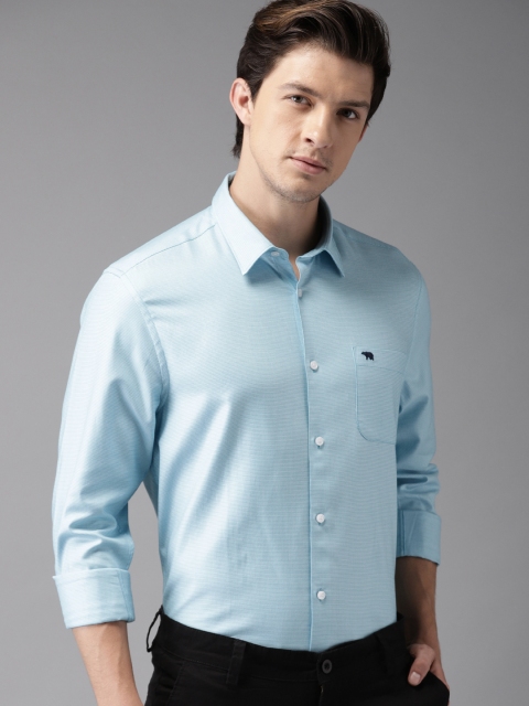 

THE BEAR HOUSE Men Turquoise Blue Slim Fit Formal Shirt