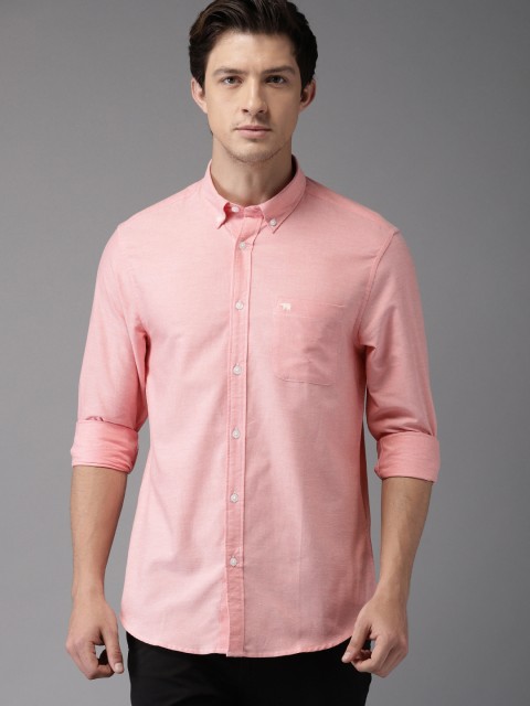 

THE BEAR HOUSE Men Peach-Coloured Slim Fit Solid Formal Shirt