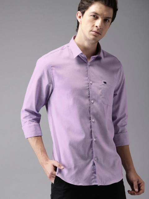 

THE BEAR HOUSE Men Purple Slim Fit Self Design Casual Shirt