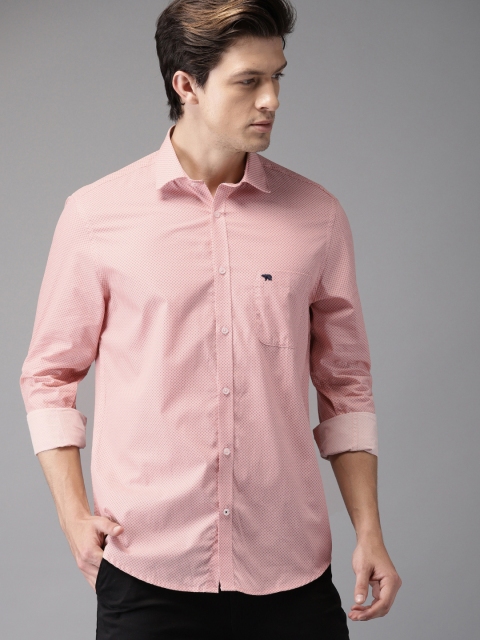 

THE BEAR HOUSE Men Orange & Pink Slim Fit Printed Casual Shirt
