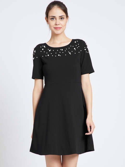 

COVER STORY Women Black Embellished Fit and Flare Dress