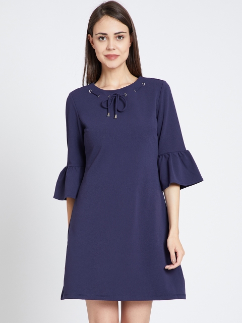 

COVER STORY Women Navy Blue Solid A-Line Dress