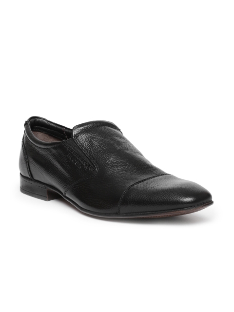 

RUOSH Men Black Leather Mattia Semi-formal Slip-on Shoes