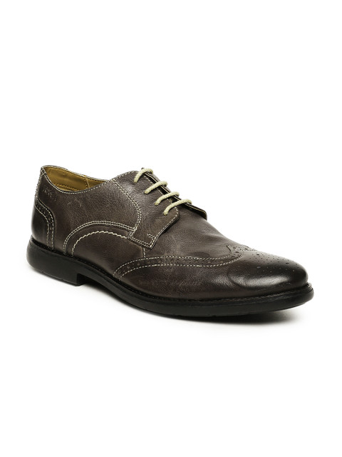 

Ruosh Men Casual Grey Leather Low Boot Brogues