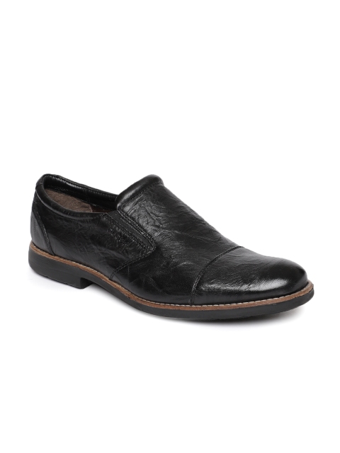 

RUOSH Men Black Leather Dress Semi-formal Slip-on Shoes