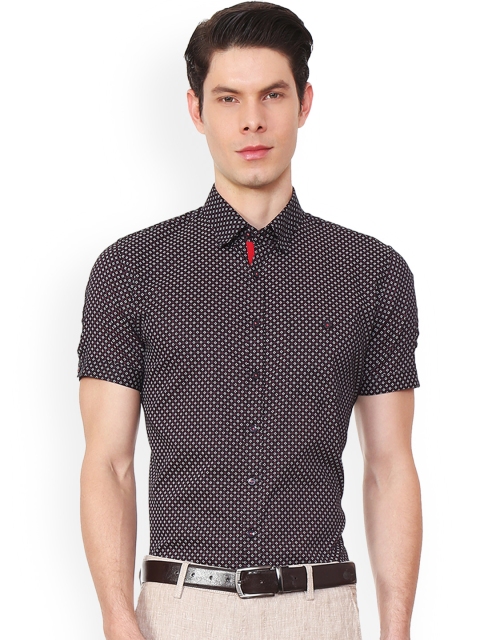 

Van Heusen Men Maroon & White Slim Fit Printed Formal Shirt