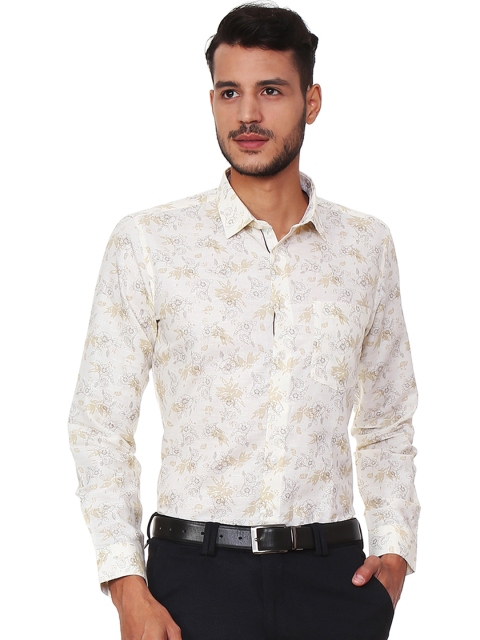 

Van Heusen Men Beige Slim Fit Printed Semiformal Shirt