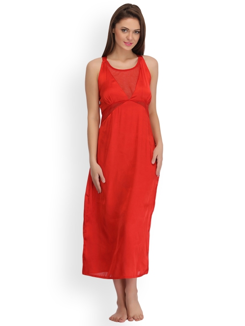 

Clovia Red Solid Nightdress NS0764Z04S