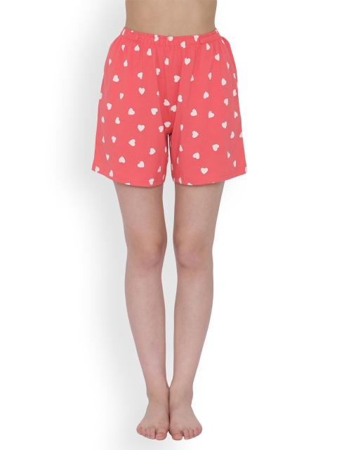 

Clovia Women Pink & White Printed Lounge Shorts LB0160P22S