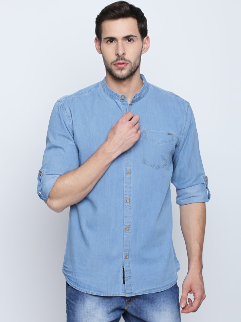 

L.A. SEVEN Men Blue Slim Fit Solid Casual Shirt