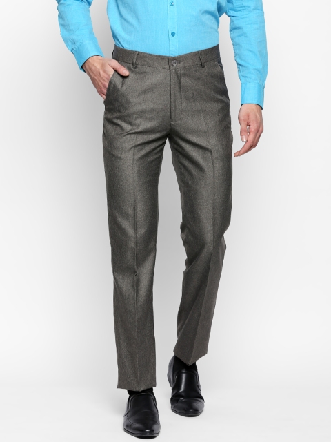 

Solemio Men Olive Green Slim Fit Solid Formal Trousers