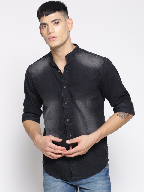 

IVOC Men Grey & Black Slim Fit Solid Casual Shirt
