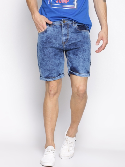 

IVOC Men Blue Washed Slim Fit Denim Shorts