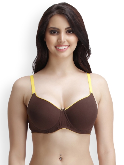

Clovia Brown Solid Underwired Non Padded Push-Up Bra BR0849R0640C