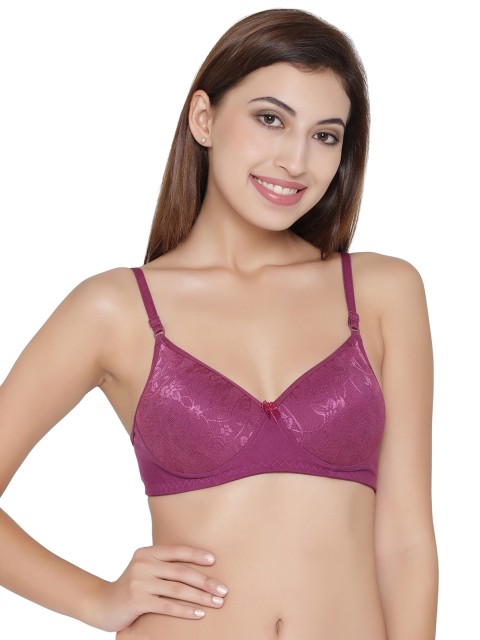 

Clovia Purple Self Design Non-Wired Lightly Padded Everyday Bra BR1033Z1540C