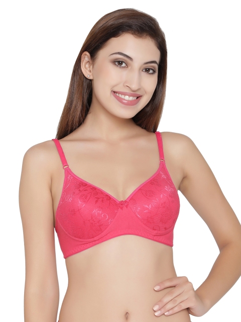

Clovia Pink Self Design Non-Wired Lightly Padded Everyday Bra