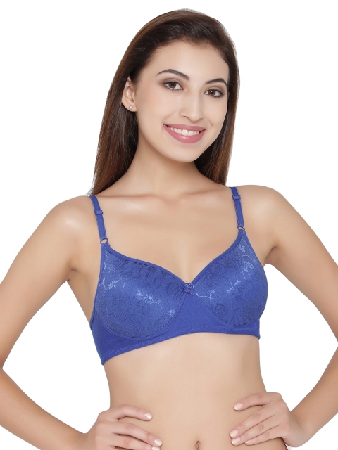 

Clovia Blue Self Design Non-Wired Lightly Padded Everyday Bra BR1033Z0840C