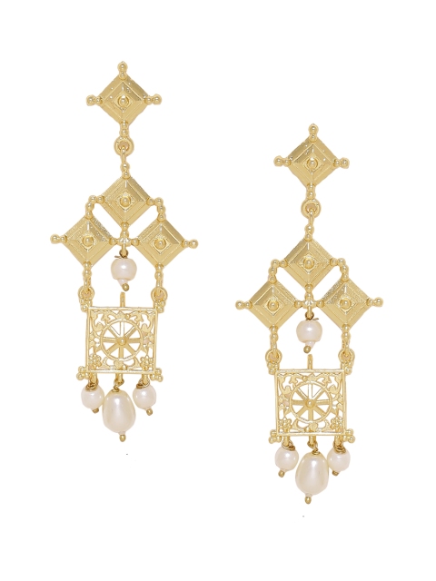 

Voylla Gold-Toned Geometric Drop Earrings