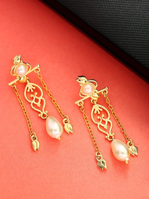 

Voylla Gold-Toned Contemporary Drop Earrings
