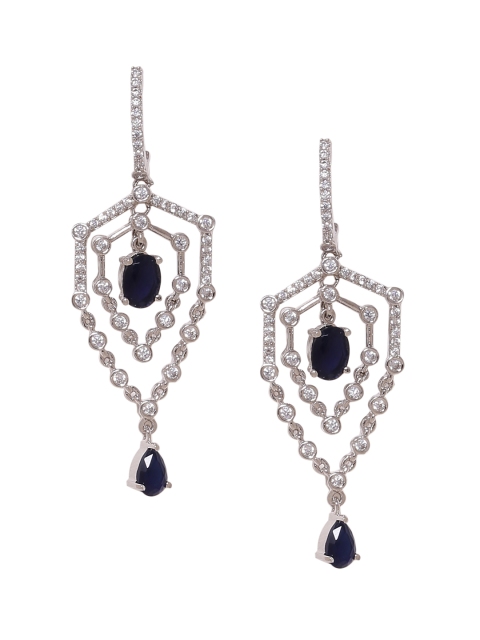 

Voylla Silver-Toned Contemporary Drop Earrings
