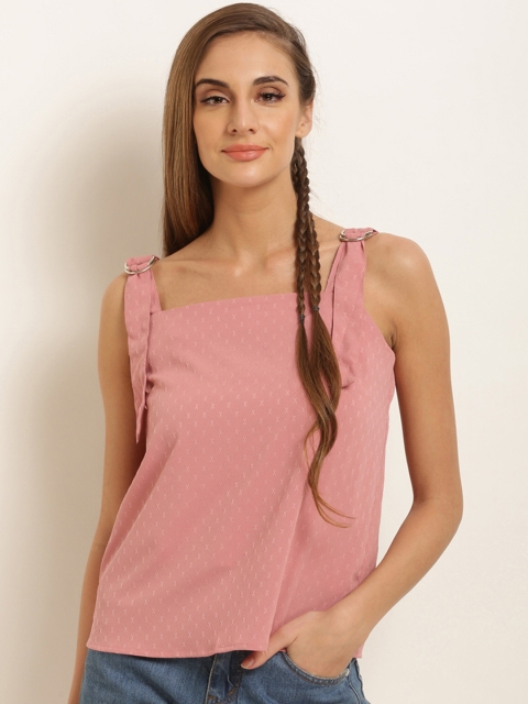 

Marie Claire Women Peach-Coloured Self Design Top