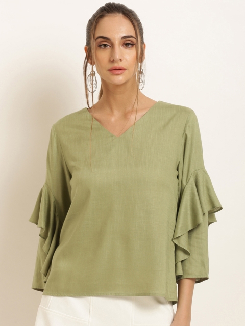 

Marie Claire Women Green Solid Top