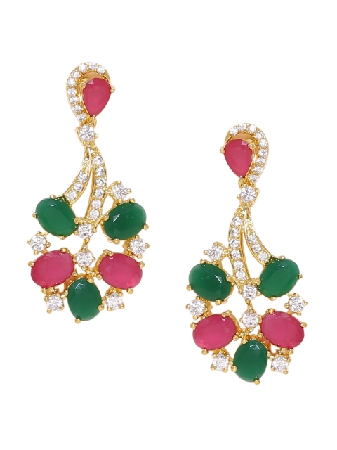 

Voylla Gold-Toned Leaf Shaped Drop Earrings