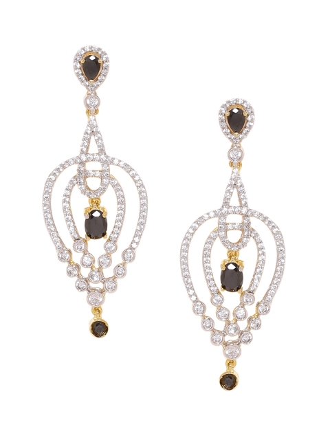 

Voylla Gold-Toned Teardrop Shaped Drop Earrings