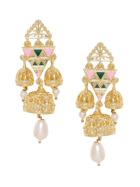 

Voylla Gold-Toned Geometric Jhumkas