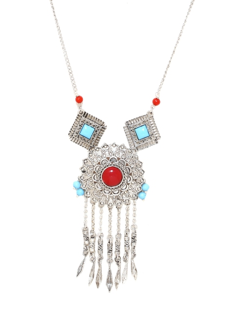 

Voylla Silver-Toned Brass Oxidised Necklace