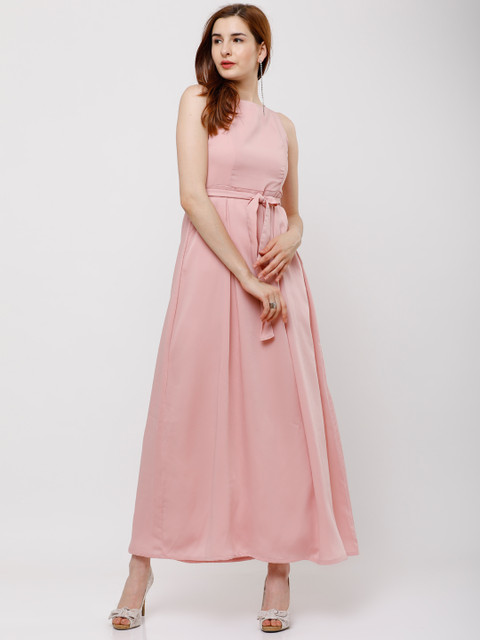 

Tokyo Talkies Women Pink Solid Maxi Dress