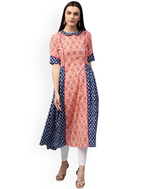 

Nayo Women Peach-Coloured Printed Anarkali Kurta